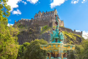 Edinburgh castle as seen from the Princes Street Gardens