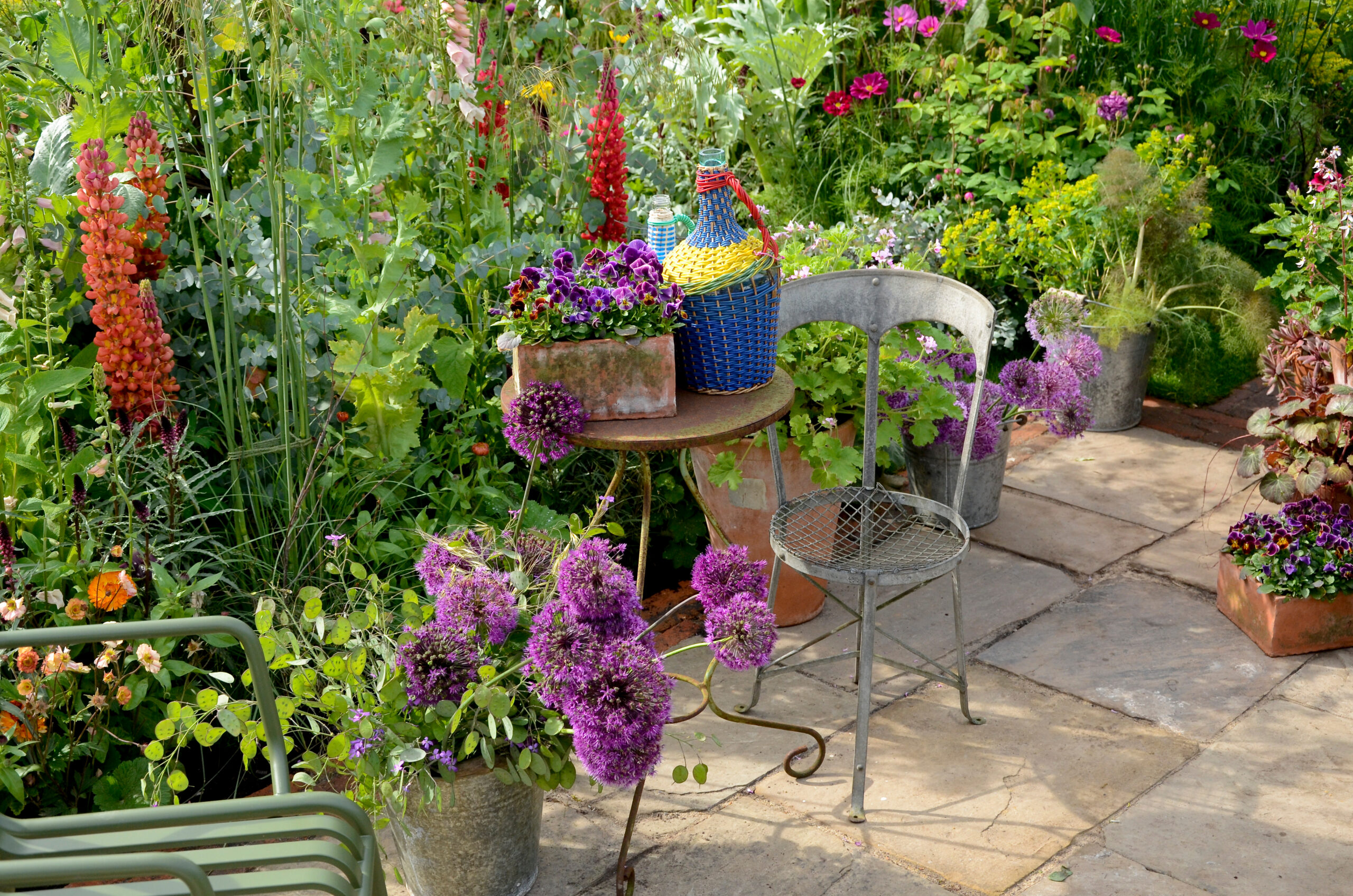 Flowers in an outdoor arrangement