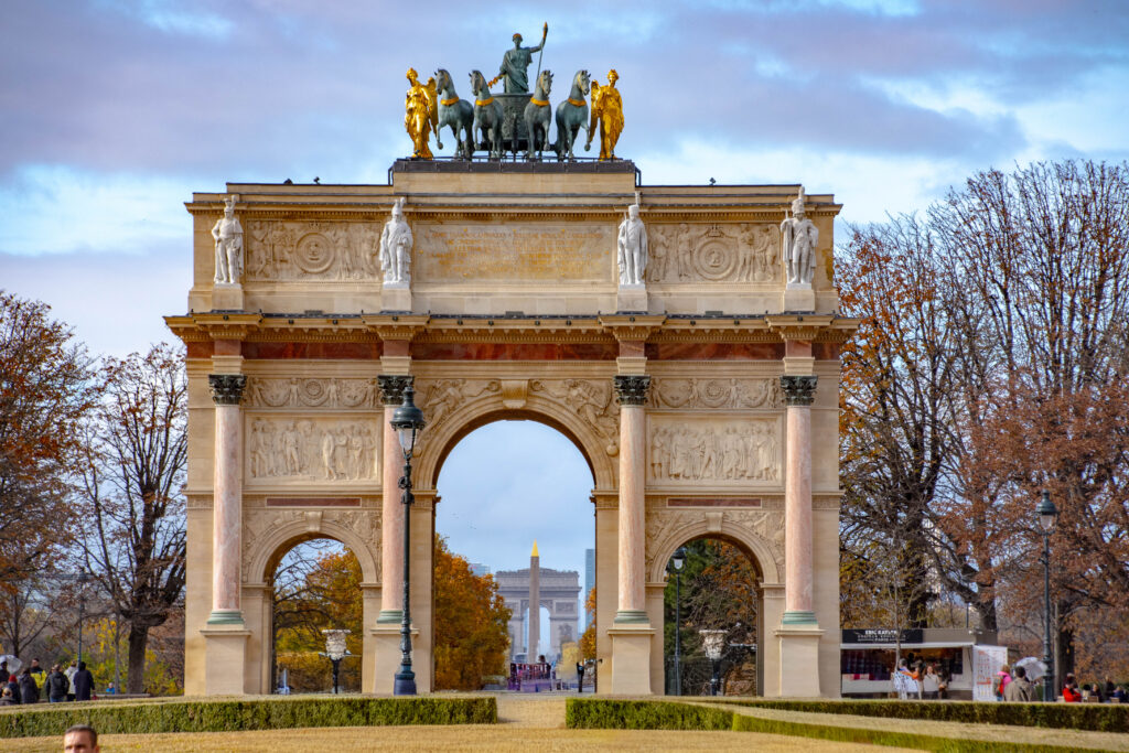 The alignment of the Louvre, the Place de la Concorde, and the Arc de Triomphe